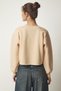 Women's Cream Crew Neck Raised Crop Knitted Sweatshirt BF00085 - 5