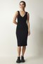 Women's Black Corded Knitwear Sweater Dress Set CI00095 - 6