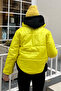 Women's Light Yellow Stand Collar Double Pocket Puffer Jacket with Elastic Waist ALC-X7684 - 6