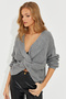 Women's Gray Knotted Knitwear Blouse MSS118 - 6