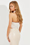 Women's Ecru Faux Leather Crop Vest NH41 - 4