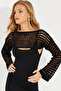 Women's Black Openwork Bolero YV115 - 4