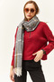 Women's Black Colored Striped Tasseled Thick Shoulder Shawl - 4