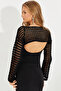 Women's Black Openwork Bolero YV115 - 8