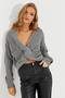 Women's Gray Knotted Knitwear Blouse MSS118 - 4