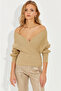 Women's Gold Color Double-breasted Glitter Sweater KED125 - 3