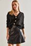 Women's Black Patterned Openwork Knitwear Cardigan 60021017 - 3