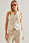 Women's Cream Leather Vest 40981027 - 8