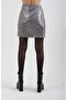 Gray Sequined Lined Mini Skirt - 3