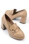 Blunt Toe Metal Buckle Medium Heeled Women's Loafer Shoes