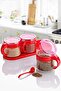 Glass Spice Bowl Set of 3 300ml Red with Spoon