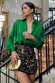 Emerald Green Basic Women's Satin Shirt Mg1326