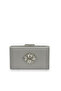 Silver Gray Color Anti-Scratch Satin Silver Stone Evening Bag Wedding Engagement Bag