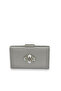 Silver Gray Color Anti-Scratch Satin Silver Stone Evening Bag Wedding Engagement Bag
