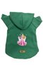 Hooded Fleece Sweatshirt Dog and Cat Outfit & Dress - Green Princess - Size S
