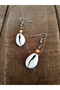 Real Sea Shell, Colorful Beaded Earrings (ORANGE)