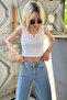 Mad Girls White Crop Top with Front Detail MG362 - 2