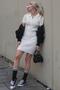 White Polo Collar Mini Women's Dress Mg1736