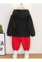 Children's Hooded Red-Black Skate Printed Tracksuit Set - 2