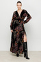 Authentic Pattern Velvet Slit Dress - 5