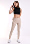 Leather Leggings with Waist Detail ECRU - 3