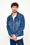 - Men's Slim Fit Washed Denim Coat Light Blue - 2