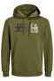 JACK&JONES JCOSHADY SWEAT HOOD FST KHAKI