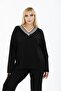 WOMEN'S PLUS SIZE STRIP DETAIL V-NECK TRACKSUIT - 8
