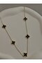 Steel Gold Black Clover Necklace - 2