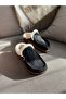 Black Fur Lined Women's House Slippers