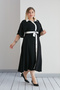 Women's Shirt Collar All-over Buttoned Sleeve Folded Contrast Belt Premium Woven Dress - 5