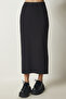 Women's Black Slit Elastic Knitted Modal Skirt FN03140 - 4
