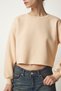 Women's Cream Crew Neck Raised Crop Knitted Sweatshirt BF00085 - 3