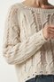 Women's Cream Openwork Ripped Detailed Crop Knitwear Sweater MC00244 - 4