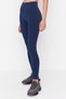 Dark Navy Seamless/Seamless Gathering Full Length Knitted Sports Leggings TWOAW23TY00027 - 5