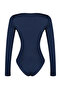 Lacivert Fitted/Vücuda OturaKare Yaka Alttan Çıtçıtlı Örme Body TWOAW24BD00062 - 8