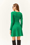 Women's Green Double Breasted Collar Flared Mini Dress - 5