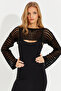 Women's Black Openwork Bolero YV115