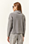 Women's Smoked Zippered Stand Collar Raised Sweatshirt - 5