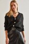 Women's Black Patterned Openwork Knitwear Cardigan 60021017 - 9