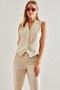 Women's Cream Leather Vest 40981027 - 4