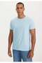 White And Light Blue 2-Piece Crew Neck Regular Fit 100% Cotton Men's T-Shirt Danıel - 2