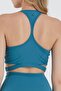 Turquoise High Collar Gathering Sports Bra - 2