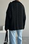 Women's Black Turtleneck Zippered Knitted Oversize Knitwear Sweater - 5