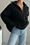 Women's Black Turtleneck Zippered Knitted Oversize Knitwear Sweater - 4