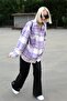 Lilac Oversize Women's Lumberjack Shirt Mg1589 - 7