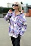 Lilac Oversize Women's Lumberjack Shirt Mg1589 - 6