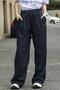 Navy Blue Striped Oversize Women's Trousers Mg1809 - 3