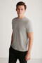 Jeremy Men's Slim Fit Knitwear Looking Fabric Knitwear Collar Thick Textured Gray T-shirt - 2