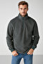 Matts Men's Fleece Half Zipper Thick Textured Oversize Fit Sweatshirt